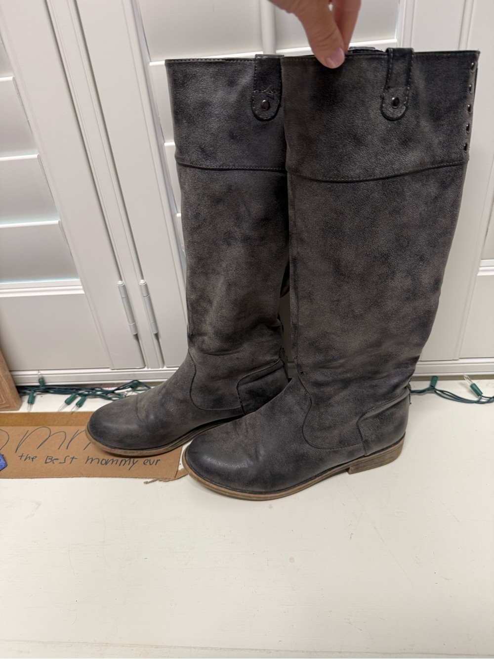 Grey Tall Riding Boots